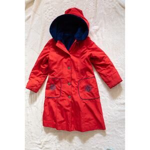 Vintage 1970s Weather Tamer Jacket M Red Snowflake Embroidery Patch Pockets Hood